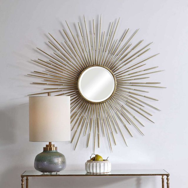 Uttermost® Golden Rays Gold Round Wall Mirror-1