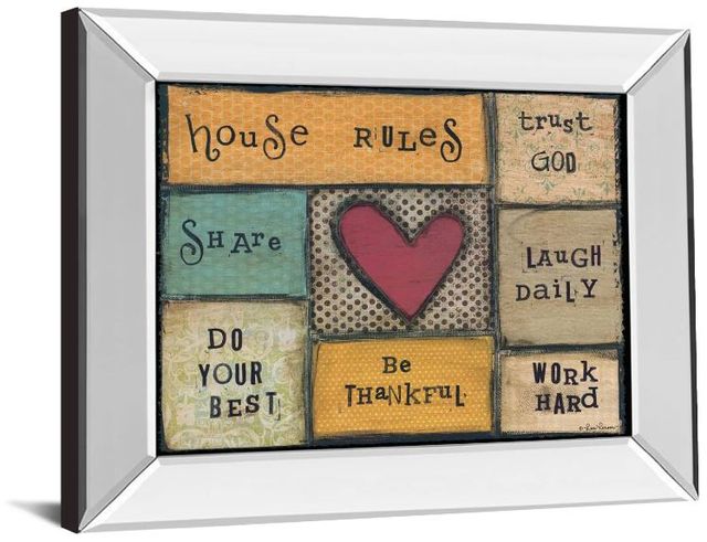 Classy Art House Rules by Lisa Larson Mirror Mirror Framed Wall Art-1