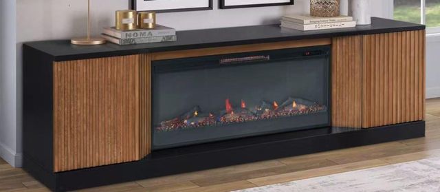 Legends Home Sutton Black/Brown 84" Fireplace Console-1