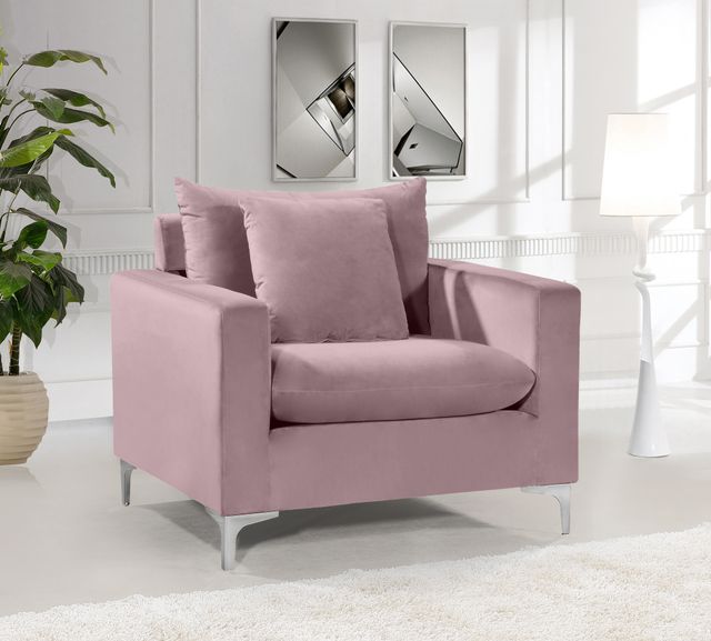 Meridian Furniture Naomi Pink Velvet Chair-1