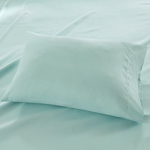 Olliix by Madison Park Seafoam California King 3M Microcell All Season Moisture Wicking Lightweight Sheet Set-1