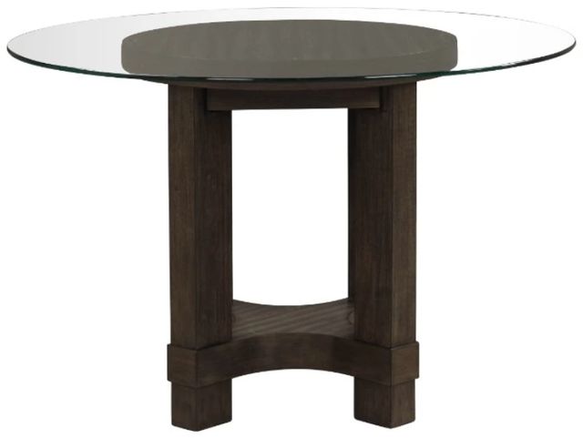 New Classic® Home Furnishings Cityscape Glass Top Dining Table with Walnut Base-0