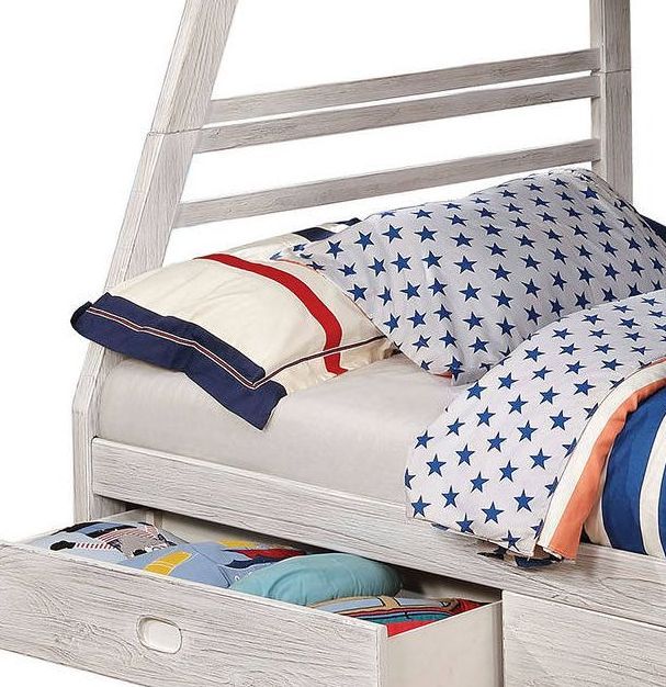 Furniture of America® California Wire Brushed White Twin/Full Bunk Bed-3