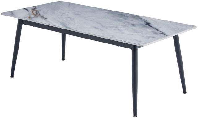 Mazin Furniture Salerno White Sintered Stone Top Coffee Table with Black Metal Legs-1