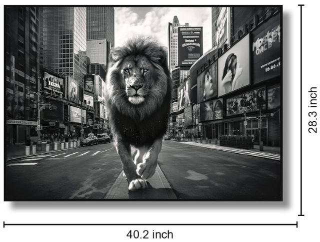 Classy Living Untamed Majestic Lion in the Urban Jungle Wall Art-2