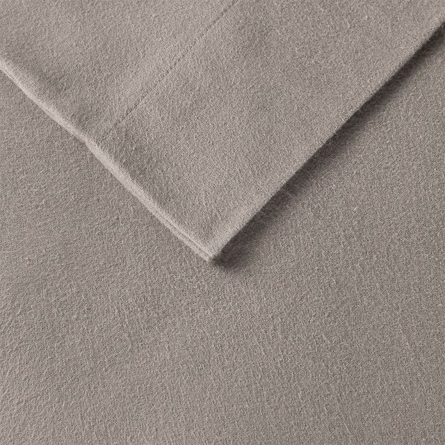 Olliix by True North by Sleep Philosophy Grey Solid Full Cozy 100% Cotton Flannel Printed Sheet Set-2