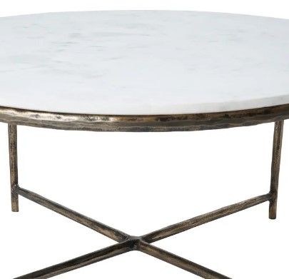 Renwil® Pearse Natural White Coffee Table with Brass Base -2