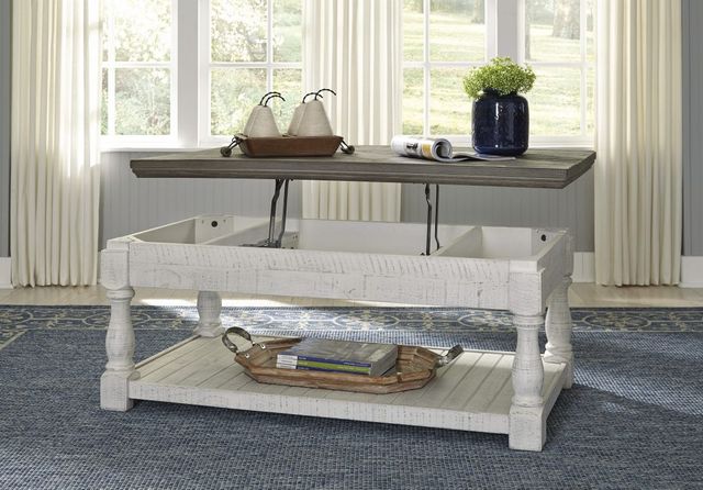 Signature Design by Ashley® Havalance Gray Lift-Top Cocktail Table with White Base-7