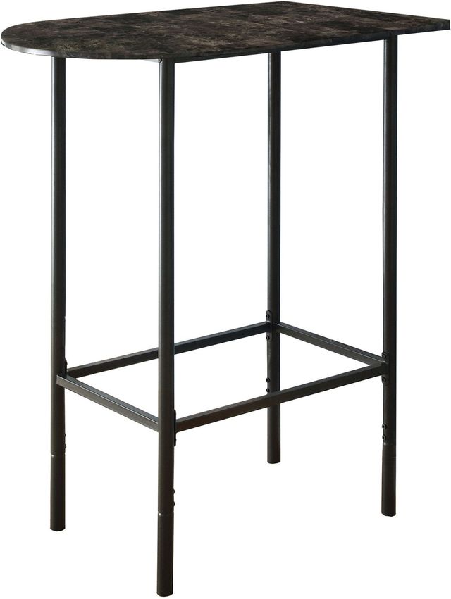 Monarch Specialties Inc. 24"X 36" Grey Marble Look Bar Table with Charcoal Metal Frame-0