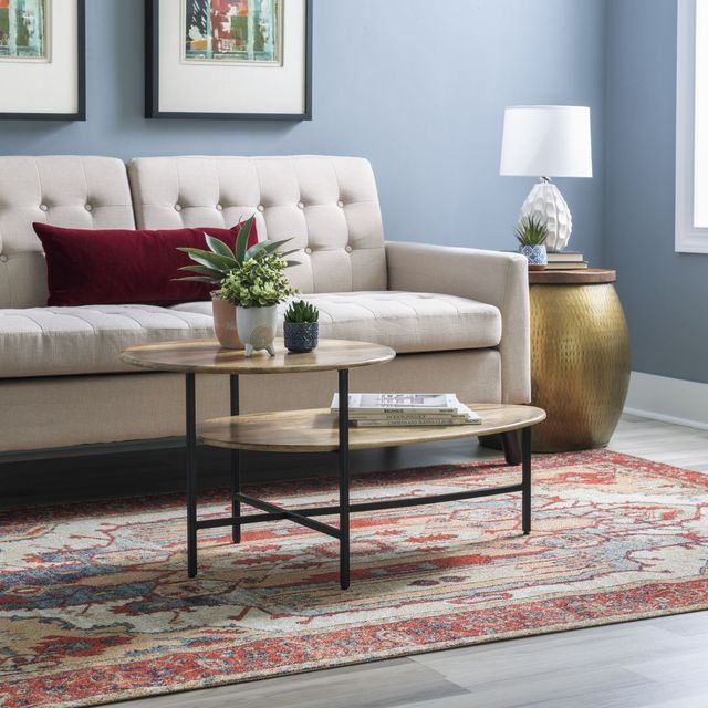 Powell® Cleo Gold 2-Tiered Coffee Table with Black Base-1