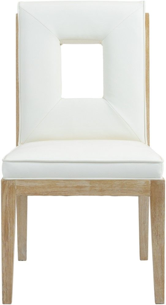 Meridian Furniture Gwendolyn Cream/Natural Vegan Leather Dining Side Chair-1