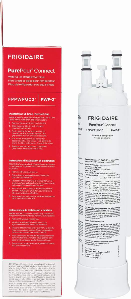 PurePour Connect PWF-2 Water Filter Cartridge For Frigidaire Refrigerators