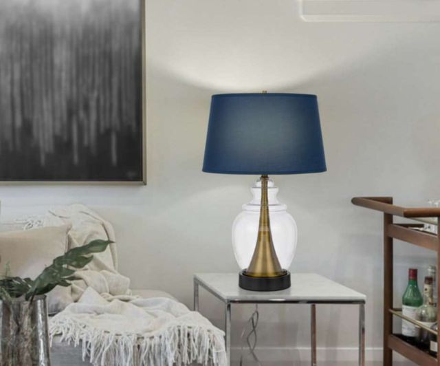 Cal® Lighting & Accessories Cupola Antique Brass/Blue Table Lamp-3