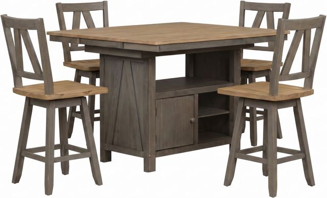 Liberty Furniture Lindsey Farm 5-Piece Gray/Sandstone Gathering Dining Table Set-0