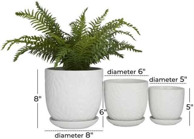 Deco Marche 3-Piece White Ceramic Planter Set-2