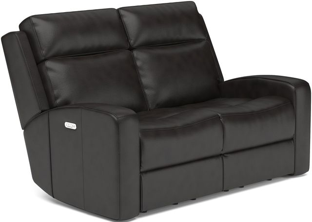 Flexsteel® Cody Dark Brown Power Reclining Loveseat with Power Headrests-0