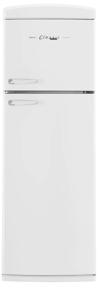 Unique Appliances 24” 11 Cu. Ft. Marshmallow White Top Freezer Refrigerator with Chrome Accent Handles-0