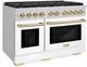 ZLINE Autograph Edition Paramount 48" Stainless Steel Pro Style Dual Fuel Range with White Matte Door and Polished Gold Accents-2