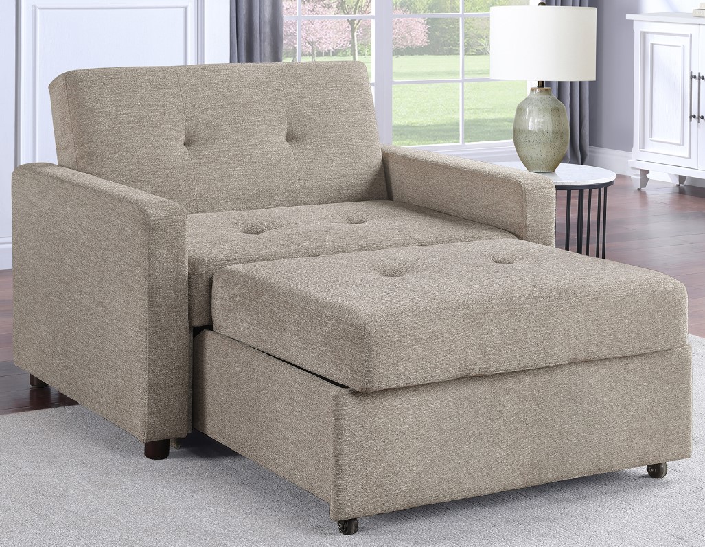 Noah Tan Convertible Sleeper Chair-and-a-Half - Thumbnail 4