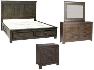 Liberty Furniture Thornwood Hills 4-Piece Rock Beaten Brown King 2-Sided Storage Bedroom Set