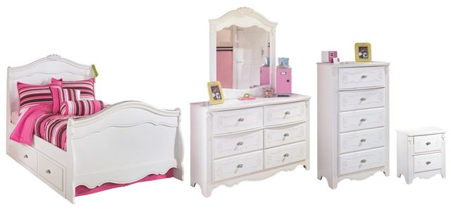 Signature Design by Ashley® Exquisite 5-Piece White Full Sleigh Storage Bed Set-0