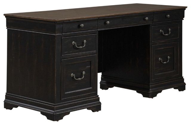 Liberty Furniture Meritage Aged Charcoal/Caramel Junior Executive Credenza-0
