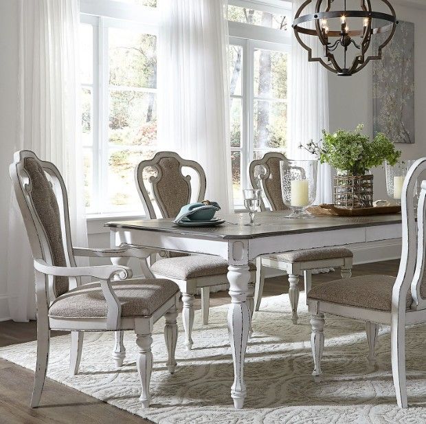 Liberty Furniture Magnolia Manor Antique White/Ivory Splat Back Upholstered Arm Chair-2