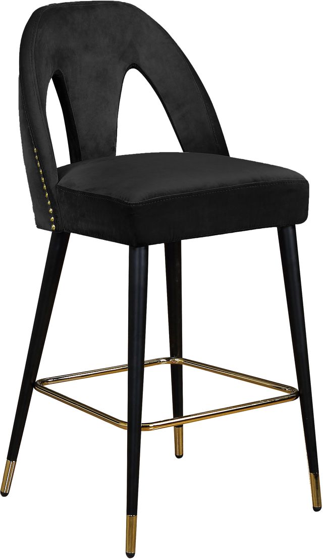 Meridian Furniture Akoya 2-Piece Black Velvet Counter Stools-2