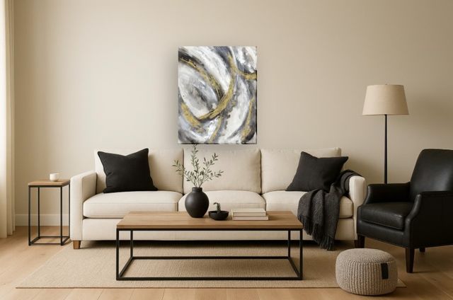 Classy Living Golden Tempest Abstract Canvas Wall Art-1