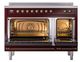 Ilve® Nostalgie II Noblesse 48'' Burgundy Pro Style Induction Range with Burnished Trim-2