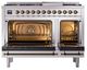 Ilve® Nostalgie II Noblesse 48'' Stainless Steel Pro Style Dual Fuel Range with Burnished Trim-2