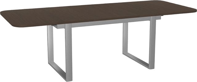 Amisco Customizable Burton 96" Rectangular Extendable Table with 1" White Oak Veneer Top, Radius Corners and 1 Leaf-1