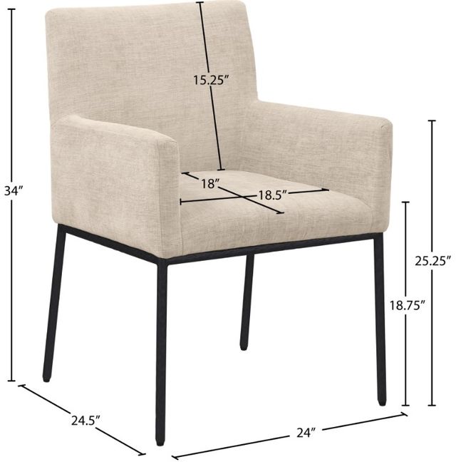 Meridian Furniture Reeves Beige/Matte Black Chenille Upholstered Dining Chair-2