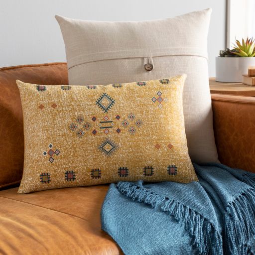 Surya Cactus Silk Mustard 13"x20" Toss Pillow with Down Insert-4