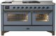 Ilve® Majestic III 60" Blue Gray Pro Style Dual Fuel Natural Gas Range with French Top and Burnished Trim-0