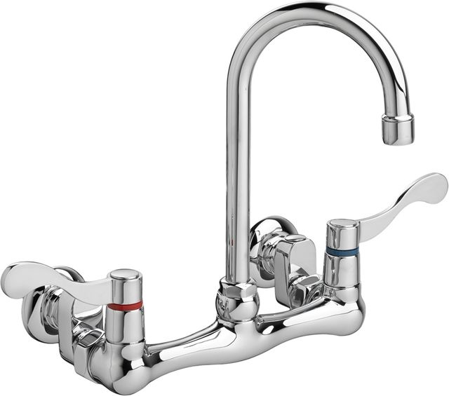 American Standard Heritage Polished Chrome Wall-Mounted Gooseneck Commercial Bathroom Faucet-0