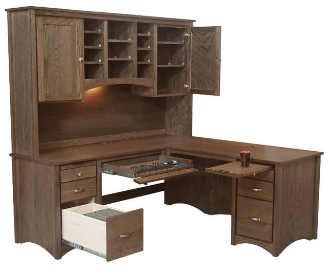 Wolfcraft Furniture Mcmillan Brown L-Shaped Desk with Hutch-1