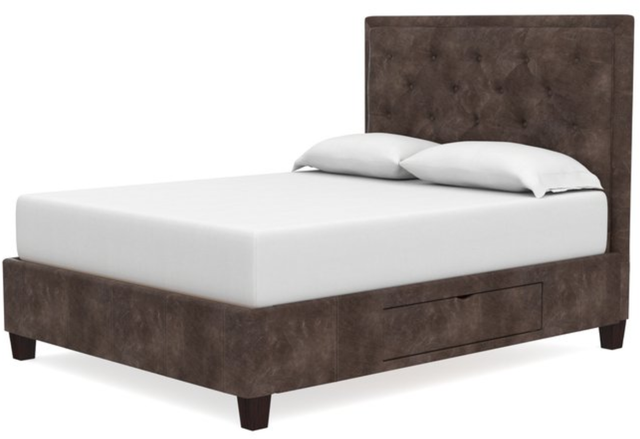 Bassett® Furniture Custom Upholstered Beds Manhattan Leather Storage Bed-1