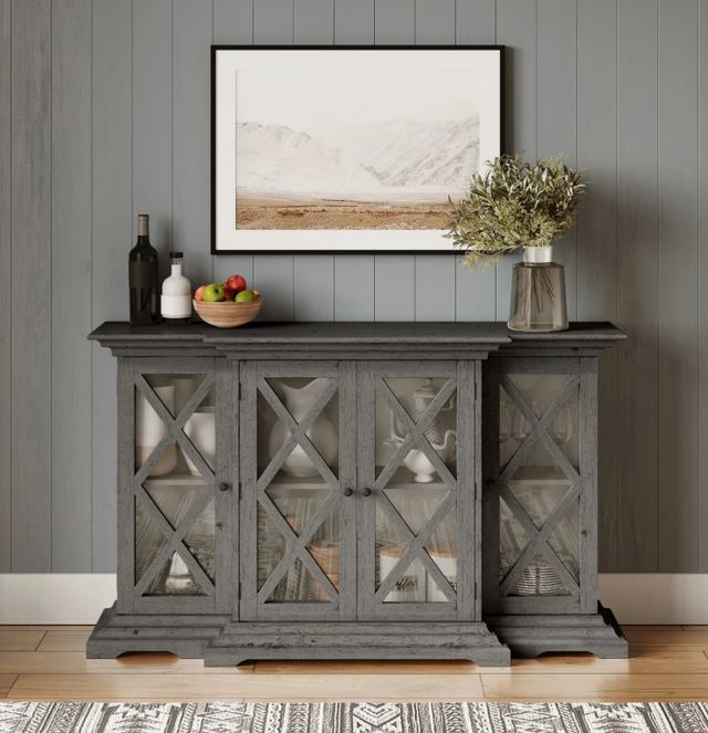 Jofran Inc. Carrington Gray Small Breakfront Cabinet-1