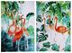 A & B Home 2-Piece Green/Red Botanical Flamingos Wall Art Set-0