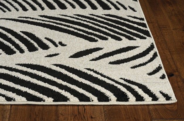 KAS Rugs Lucia Black/White Folia 5'x8' Area Rug-1