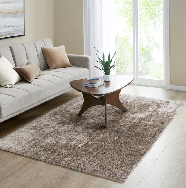 Olliix by Madison Park Haley Cream/Grey 5x7' Cozy Shag Abstract Area Rug-2
