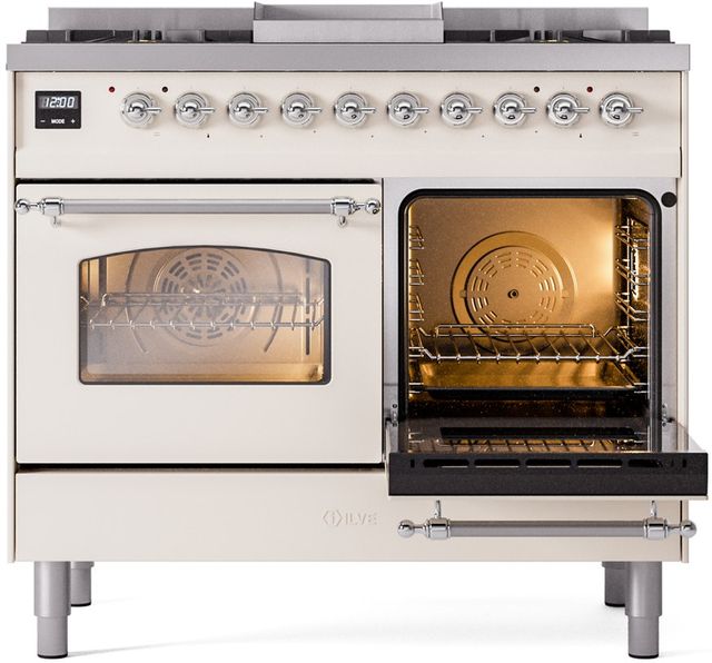 Ilve® Nostalgie II Series 40" Antique White Pro Style Dual Fuel Range-3