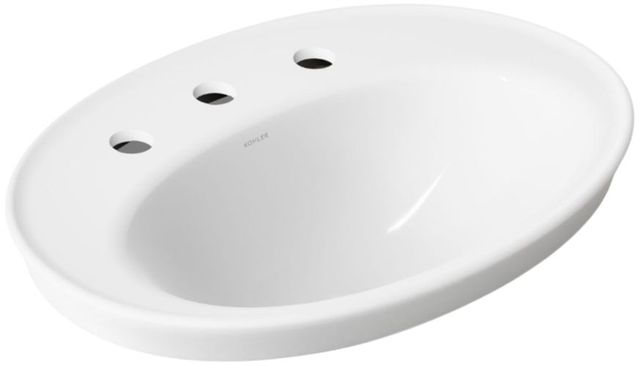 Kohler Serif® White 22.25" Widespread Oval Drop-In Bathroom Sink-0