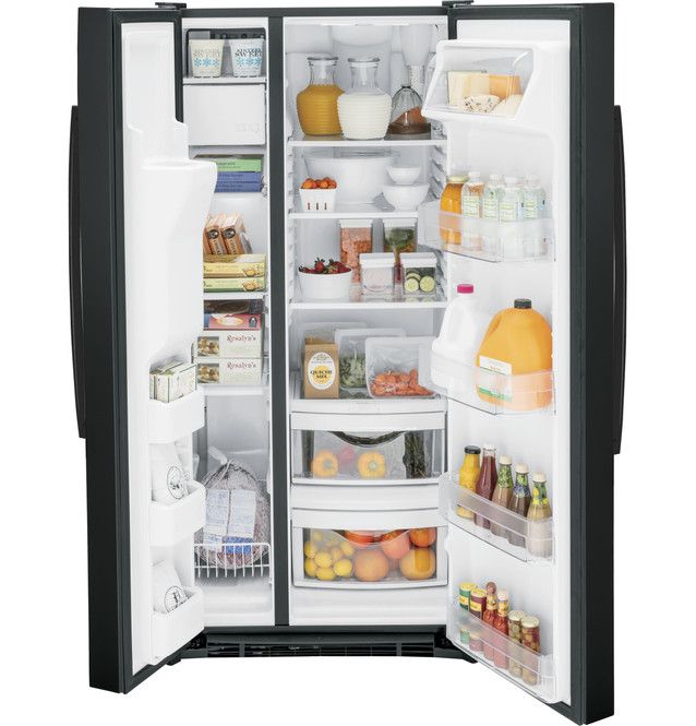 GE® 33" 23.0 Cu. Ft. Black Side-by-Side Refrigerator-2