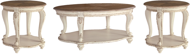 Signature Design by Ashley® Realyn 3-Piece White/Brown Living Room Table Set-0