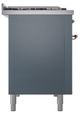 Ilve® Nostalgie II Noblesse 48'' Blue Gray Pro Style Dual Fuel Range with Copper Trim-2