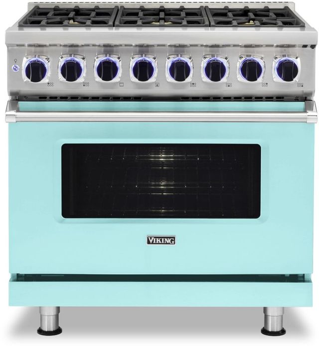 Viking® 7 Series 36" Bywater Blue Pro Style Dual Fuel Liquid Propane Range-0