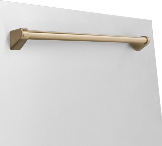Zline Autograph Edition 24" Fingerprint Resistant Satin Stainless Steel with Champagne Bronze Handle Dishwasher Panel-2