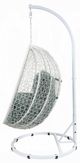 ACME Furniture Simona Green/White Metal/Wicker Outdoor Hanging Chair and Stand-3